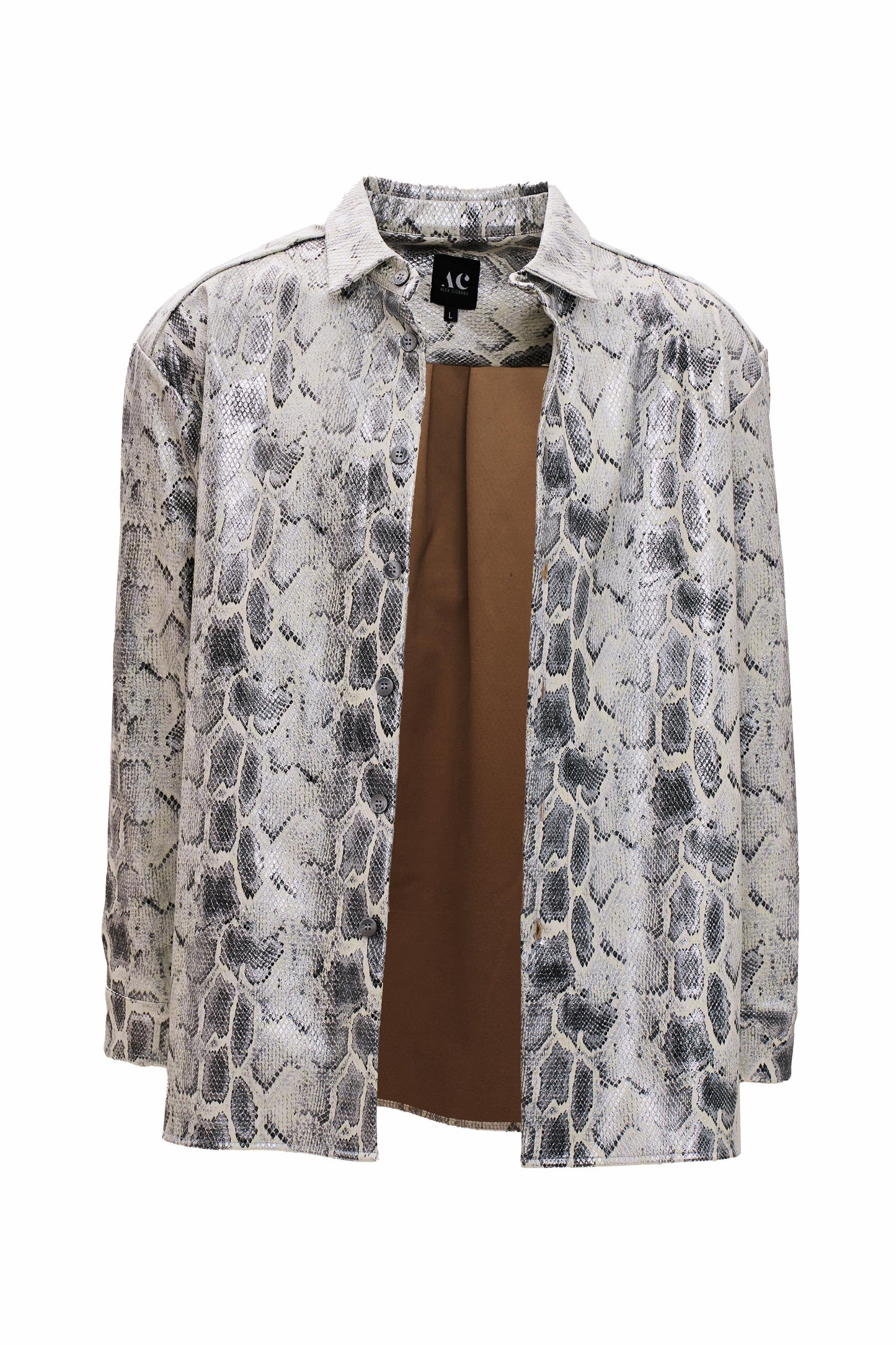 Cămașă python gri cu alb