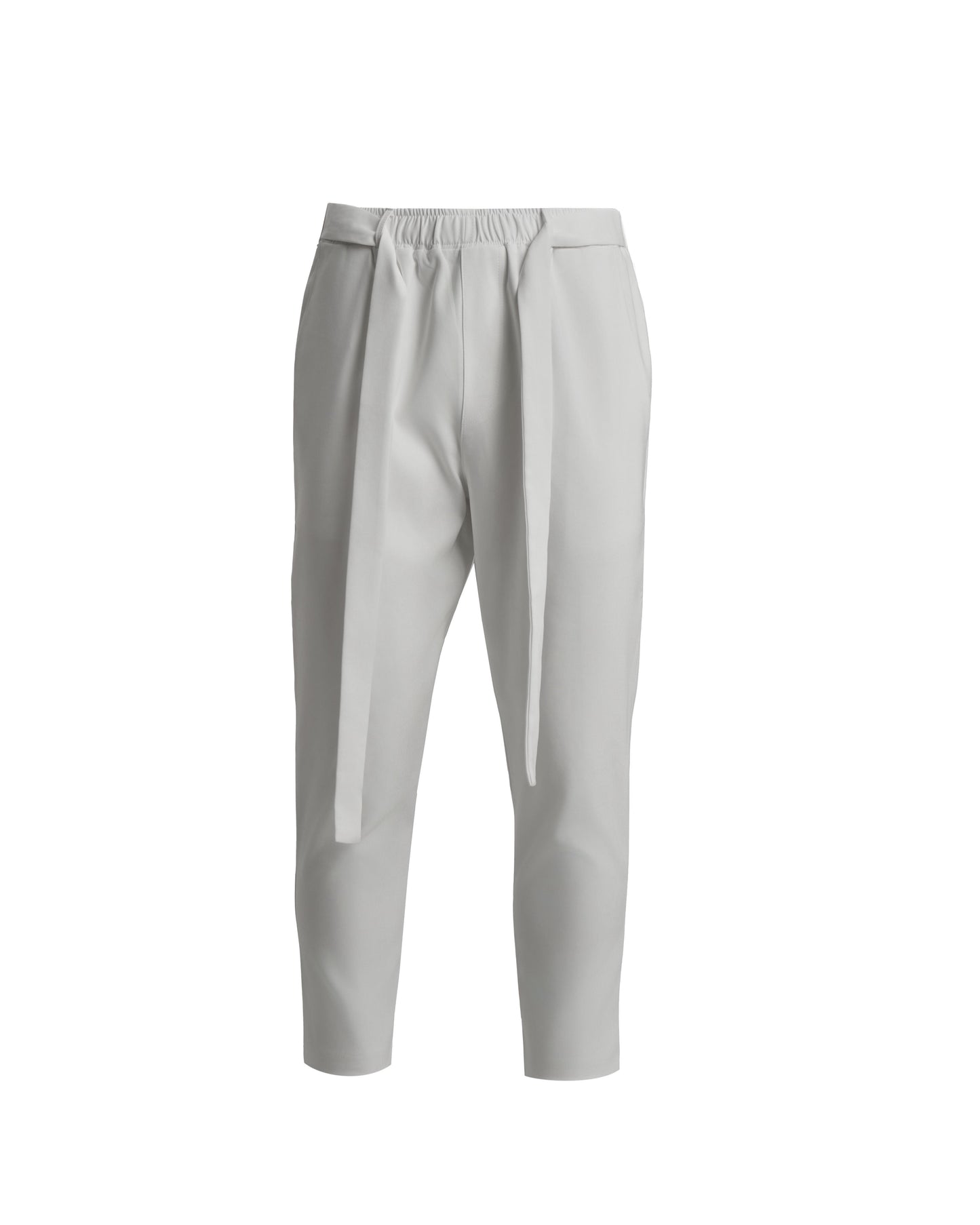 Pantaloni albi cu talie elastică și șnur