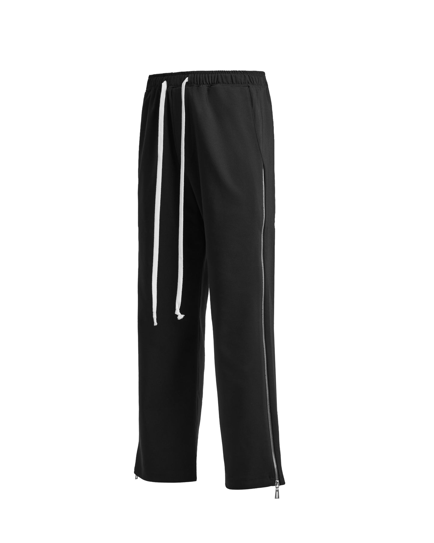 Pantaloni negri cu fermoar lateral