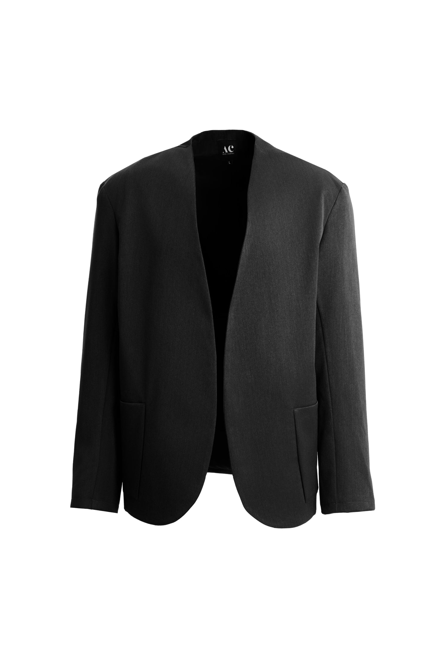 Sacou negru minimalist cu deschidere liberă