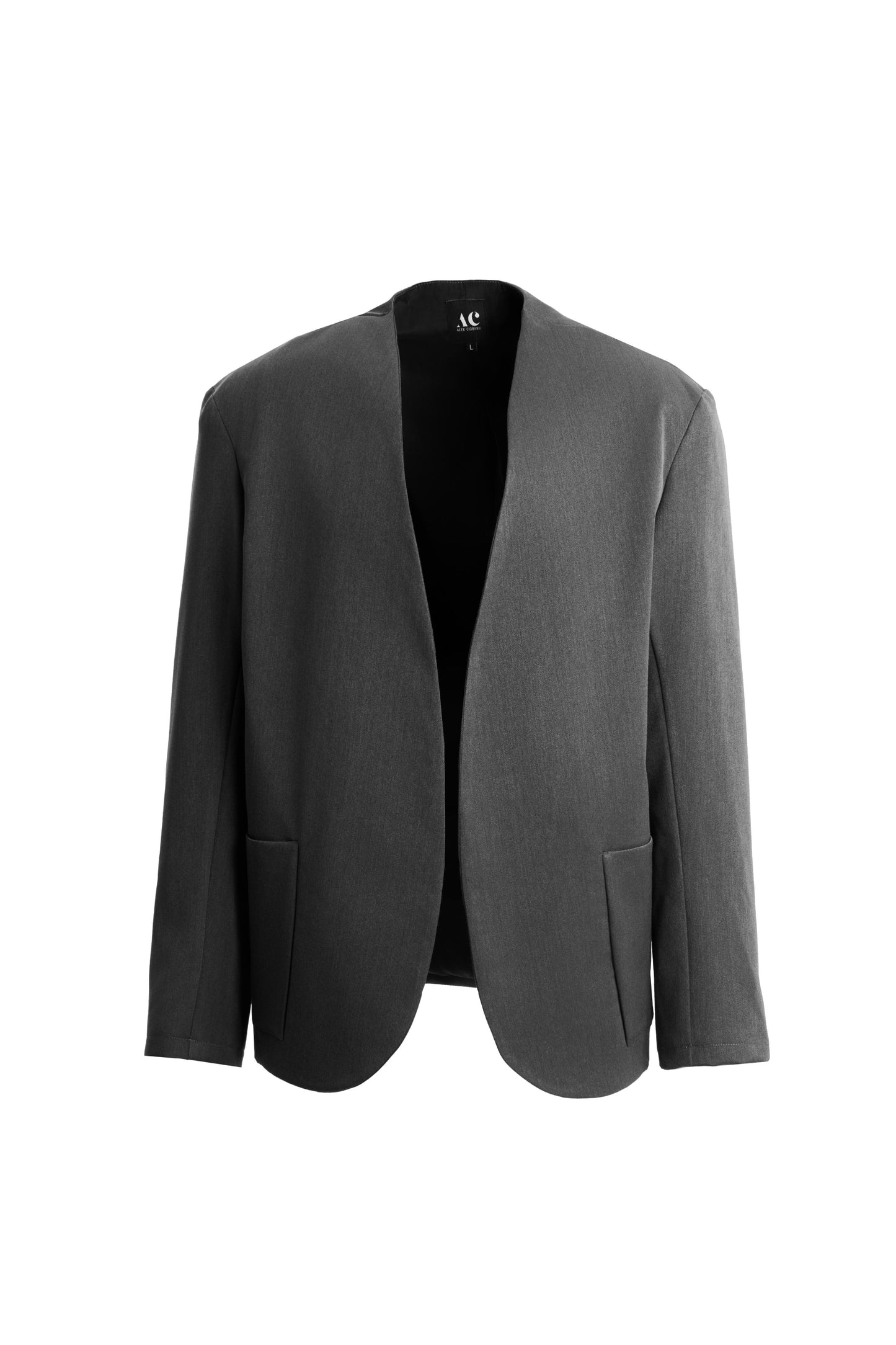 Sacou gri deschis cu croială lejeră fără revere