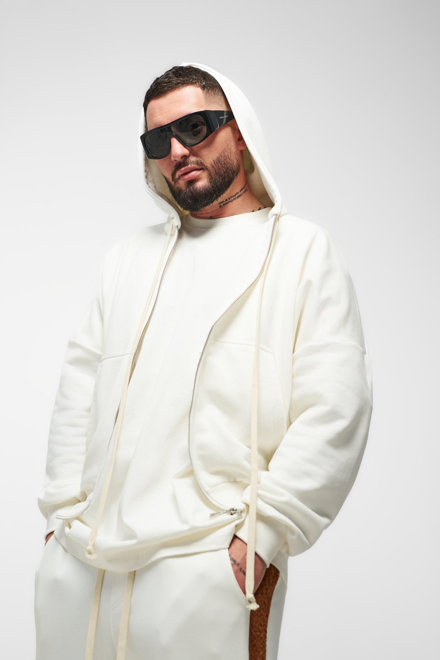 Hanorac alb premium din bumbac