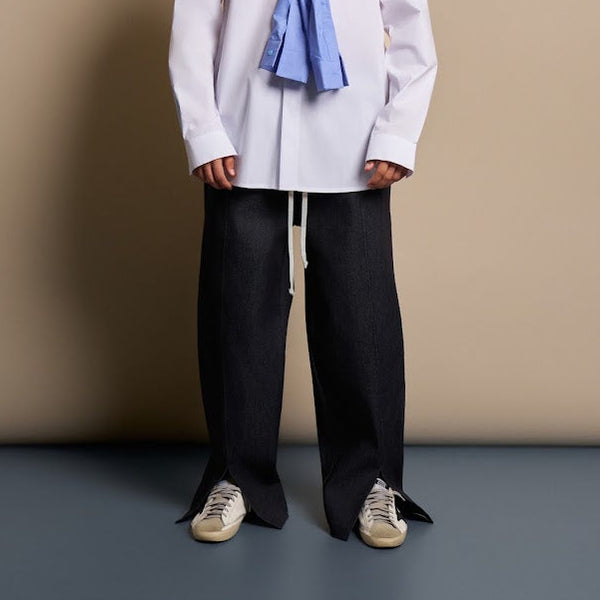 PANTALONI DENIM CU TIV SUPRADIMENSIONAT