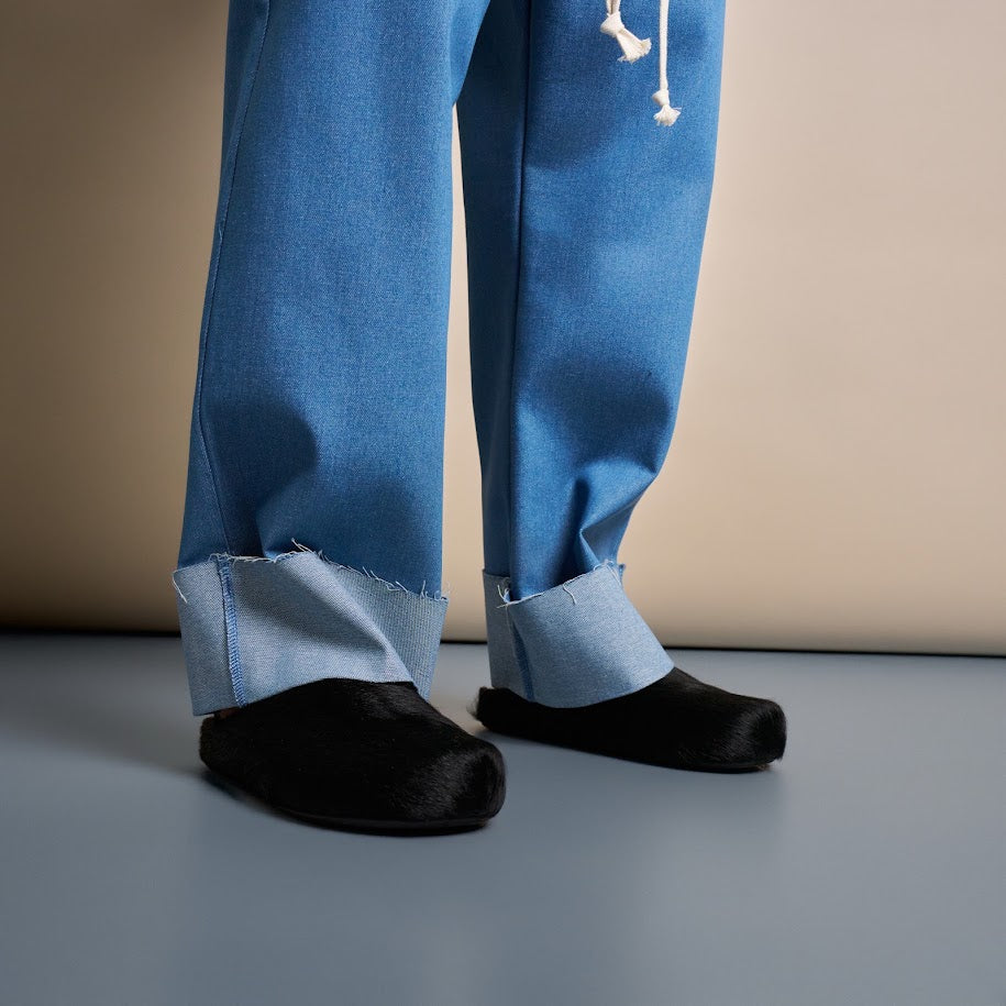 PANTALONI DENIM CU TIV SUPRADIMENSIONAT