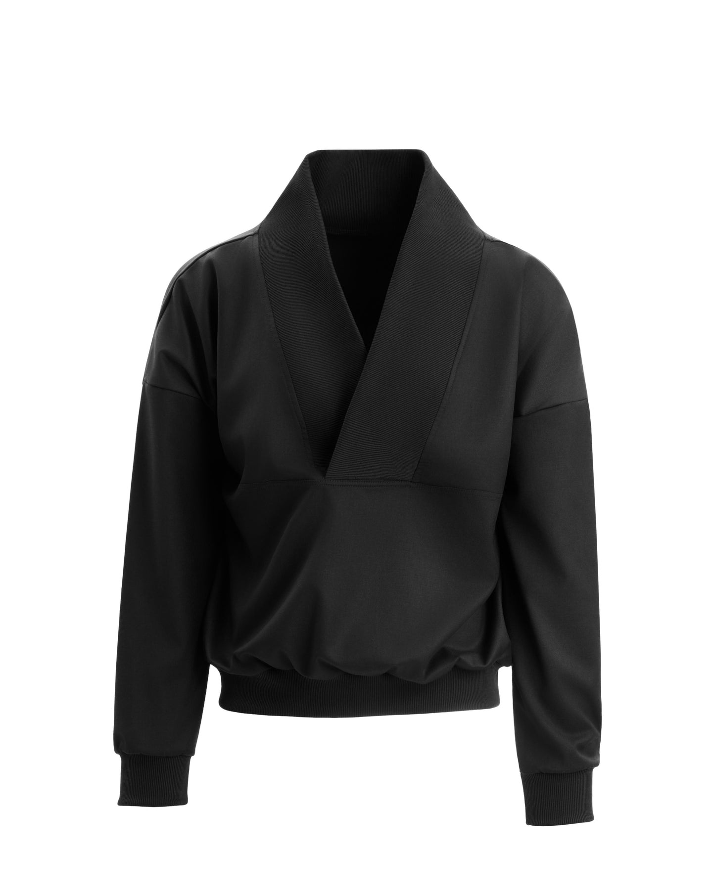 Bluză neagră cu guler amplu în V