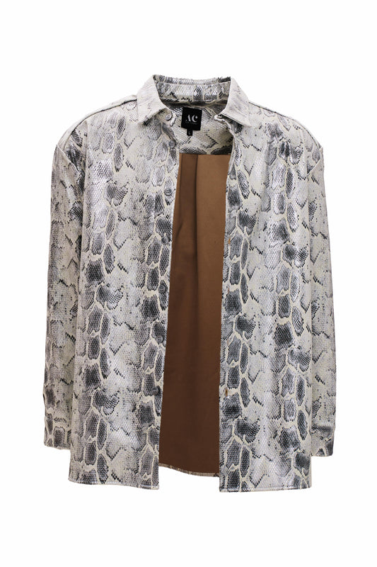 Cămașă python gri cu alb