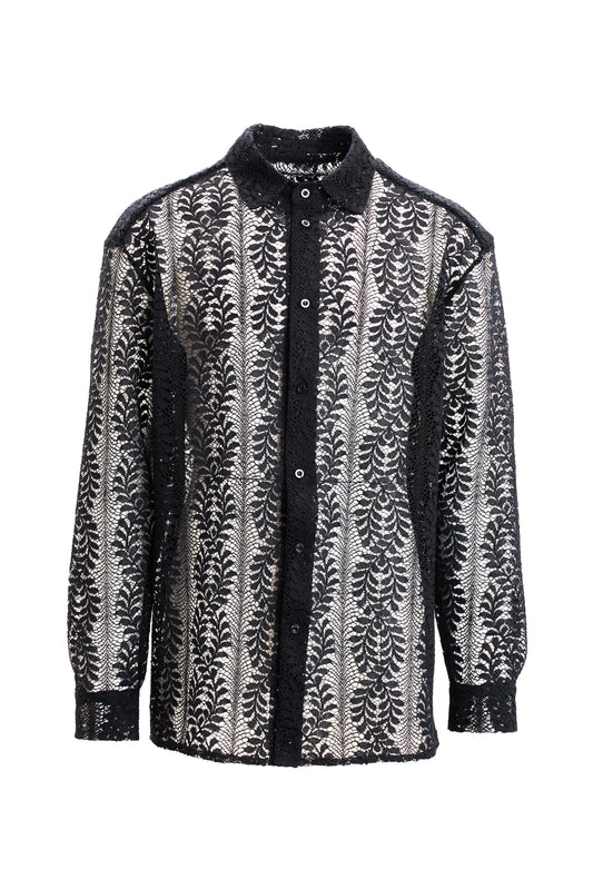 Cămașă neagră cu model artistic