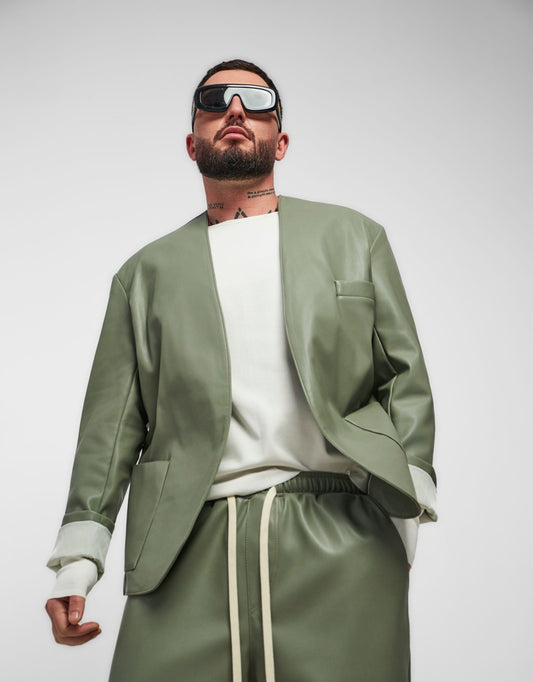 Sacou olive din piele