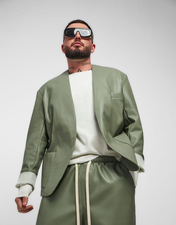 Sacou olive din piele